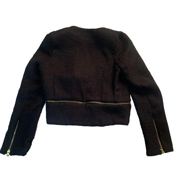 CMNC WOMAN BLACK OPEN FRONT SWEATER JACKET/BLAZER WITH ZIPPERS SIZE SMALL - Picture 4 of 6